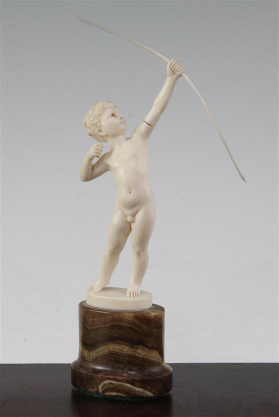 Ferdinand Preiss (German, 1882-1943). An Art Deco carved ivory figure of a young boy archer, 8in.
